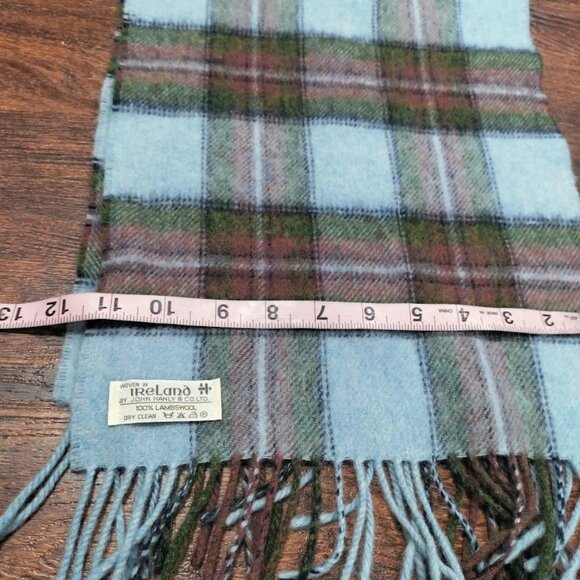John Hanly & Co. Ltd, Woven In Ireland 100% Lambswool Plaid Scarf, NEW - Picture 5 of 6